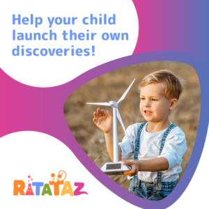 ratataz social media marketing post saying help your child launch their own discoveries